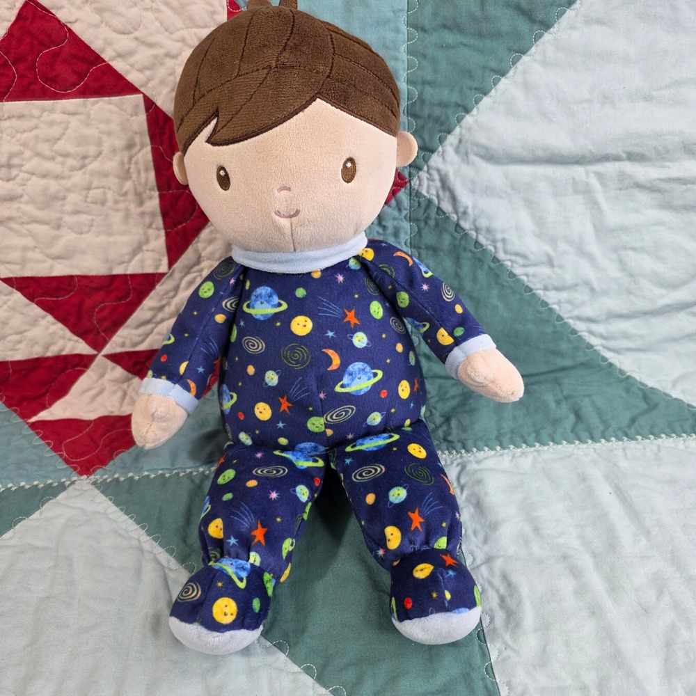 Douglas Baby Boy Plush Doll Space Pajamas Blue Galaxy Planets Soft Toy 10"